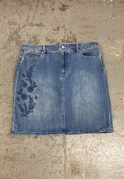 Vintage Y2K Denim Mini Skirt Blue Denim 