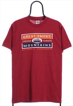 Vintage Great Smoky Mountains Maroon Graphic TShirt Womens