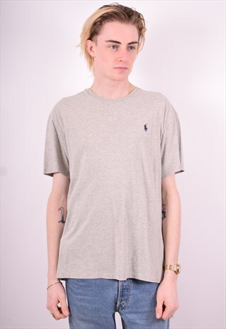 POLO RALPH LAUREN MENS VINTAGE T-SHIRT TOP LARGE GREY 90'S