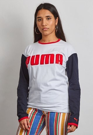 VINTAGE 90'S PUMA COLOUR BLOCK LONG SLEEVE T-SHIRT