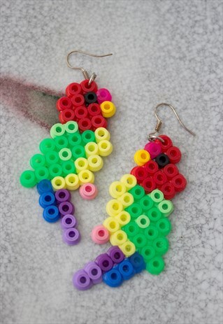 PARROT HANDMADE HAMA BEADS EARRINGS