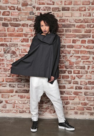 LOOSE CASUAL DROP CROTCH PANTS/ LINEN EXTRAVAGANT PANTS