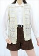 90S VINTAGE MULTICOLOURED CREAM KNITTED WAISTCOAT (SIZE S)
