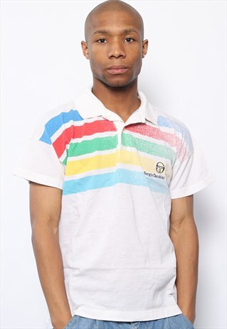 VINTAGE SERGIO TACCHINI BIG LOGO POLO SHIRT WHITE