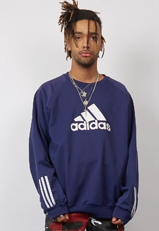 VINTAGE 90'S ADIDAS DARK BLUE TRACK SWEATSHIRT