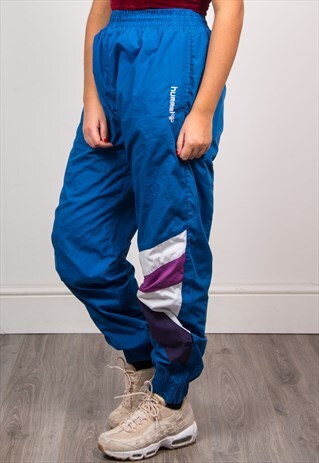 VINTAGE 90'S BLUE HIGH WAIST TRACKSUIT BOTTOMS TROUSERS