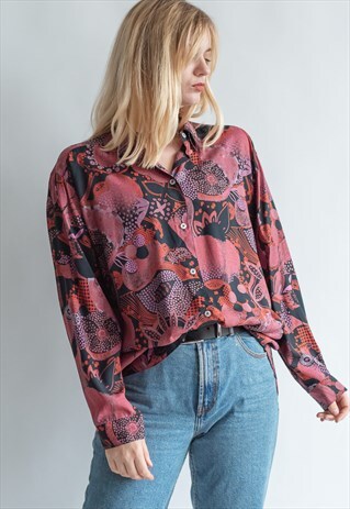 VINTAGE 80S FUNKY MULTICOLOR BOHO SHIRT