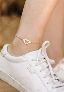Gold heart anklet chain ankle bracelet waterproof steel gift