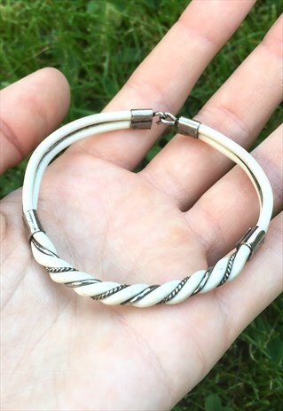 WOMENS VINTAGE BOHO FESTIVAL CREAM SILVER COLOUR BRACELET
