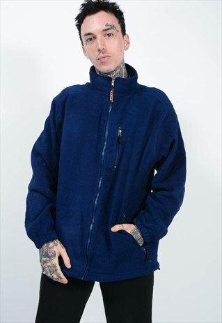 VINTAGE 90S LL BEAN FLEECE JACKET BLUE ZIP UP