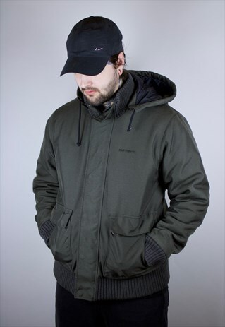 VINTAGE CARHARTT/CORDURA THICK COTTON COAT IN KHAKI