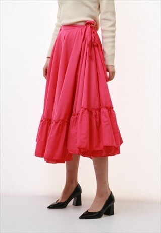 VTG RARE COTTON BOHO WRAP TIE WAIST WRAPPING SKIRT 2345