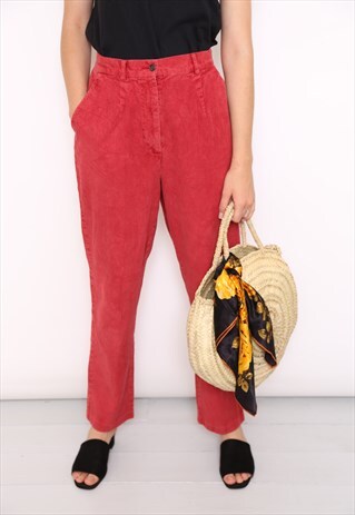 VINTAGE 90S RED CORD HIGH WAISTED TROUSERS