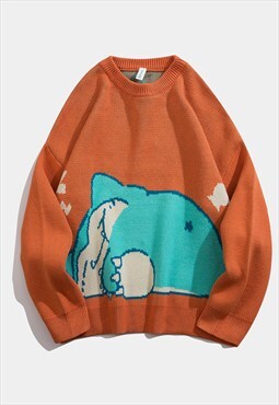 Pokemon sweater Japanese cartoon knitwear jumper in orange