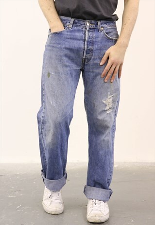 LEVI'S VINTAGE BLUE DENIM PAINT 501 JEANS