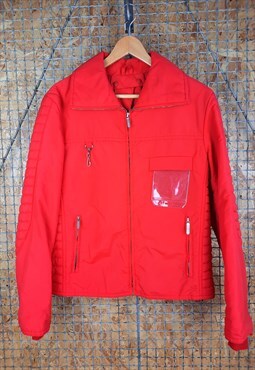 1970s Womens Padded Ski Jacket in Red 