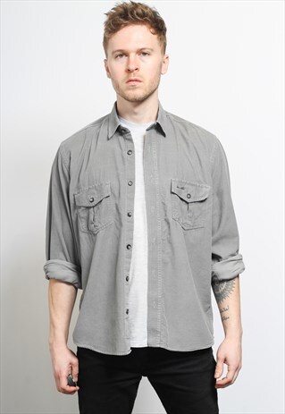 VINTAGE CORDUROY CORD SHIRT GREY