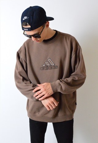 VINTAGE 90S BROWN ADIDAS SWEATSHIRT JUMPER