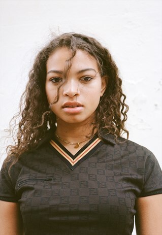 VINTAGE FENDI MONOGRAM BROWN CROP TOP