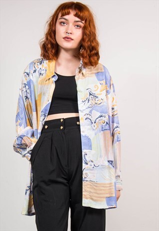 VINTAGE 90'S PASTEL PATTERNED OVERSIZE SHIRT