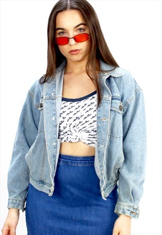 90'S VINTAGE BLUE-WASH DENIM JACKET