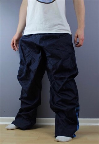VINTAGE STARTER NYLON JOGGERS IN NAVY WITH EMBROIDERED LOGO