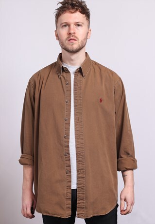 VINTAGE RALPH LAUREN SHIRT BROWN 90S