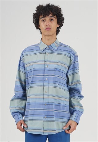 RARE 2000 MISSONI BLUE TONES STRIPES SHIRT