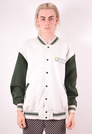 MENS VINTAGE BOMBER JACKET XL GREY 90S