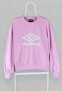 Vintage Umbro Pink Sweatshirt Spell Out Womens Medium