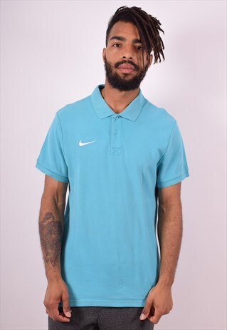 NIKE MENS VINTAGE POLO SHIRT LARGE TURQUOISE 90S
