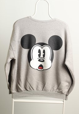 Disney Mickey Vintage Crewneck Large Logo Sweatshirt Grey