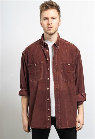 VINTAGE CORDUROY CORD SHIRT BROWN