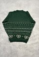 VINTAGE KNITTED JUMPER ABSTRACT HEART PATTERNED KNIT SWEATER