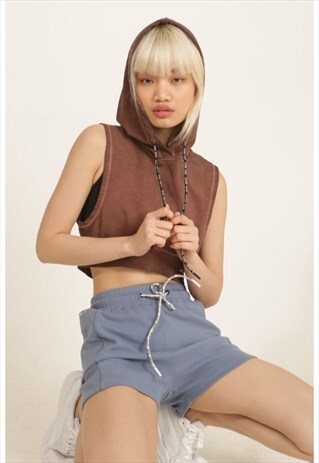 SHABBY RED SLEEVELESS HOODIE