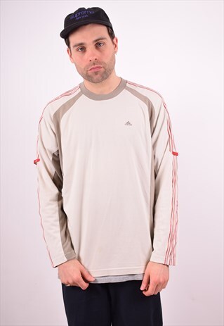 ADIDAS MENS VINTAGE TOP LONG SLEEVE MEDIUM GREY 90S