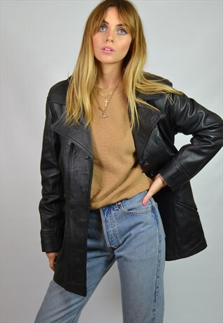 VINTAGE 90S BLACK LEATHER BOYFRIEND JACKET
