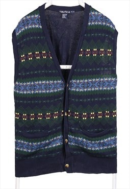 Vintage 90's Nautica Gilet Knitted Gilet Navy Blue,