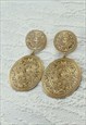 GOLD ANTIQUE STYLE DISC COIN LARGE EARRINGS