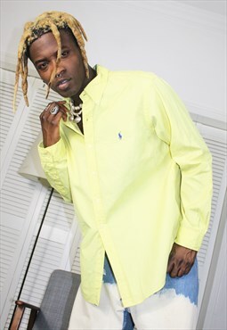 Vintage 90s Yellow Ralph Lauren Custom Fit Shirt size XLarge