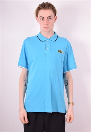 LACOSTE MENS VINTAGE POLO SHIRT LARGE BLUE 90S