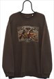 Vintage Outdoorsman Graphic Brown Sweatshirt Mens
