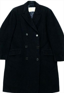 Aquascutum Wool Coat Vintage Double Breasted Navy