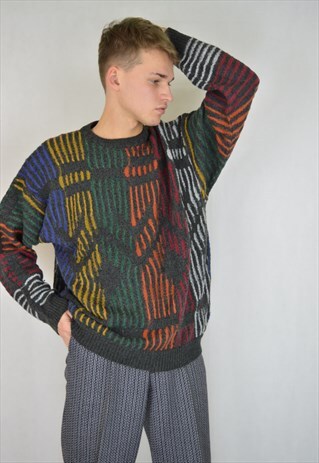 VINTAGE MULTICOLOUR KNITTED 80'S SWEATSHIRT