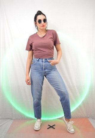 BLUE VINTAGE DENIM STRAIGHT TROUSERS