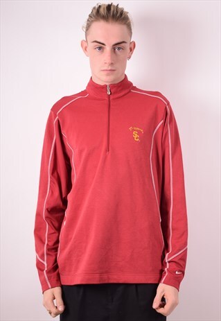 NIKE MENS VINTAGE PULLOVER TRACKSUIT TOP MEDIUM RED 90S