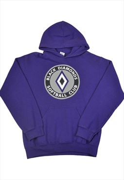 Vintage Softball Club Varsity Hoodie Sweatshirt Purple Small