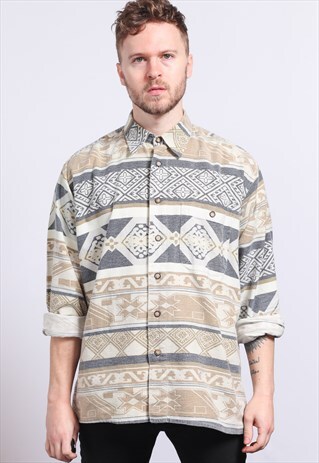 VINTAGE AZTEC PATTERNED SHIRT