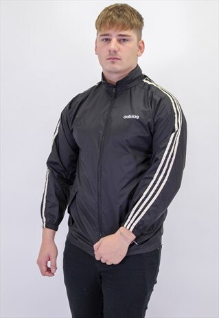 VINTAGE ADIDAS WINDBREAKER JACKET IN BLACK