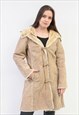 Vintage Women's M Suede Shearling Jacket Coat Afghan Sherpa 